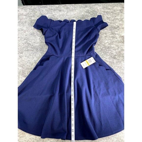 B Darlin A-Line Dress 3 Small Blue‎ Juniors' Off-The-Shoulder NEW - Picture 7 of 12